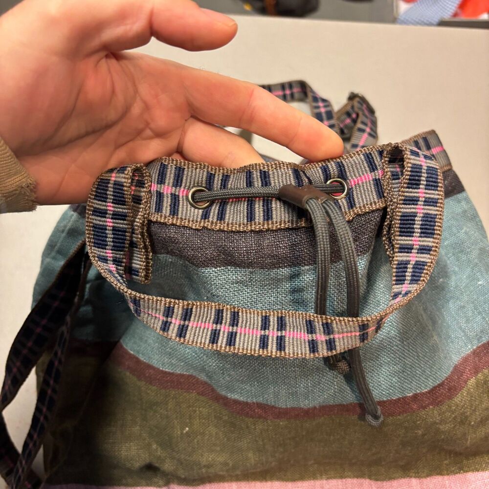 Epice Paris Striped Linen Drawstring Backpack - Picture 11 of 14